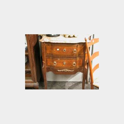 Louis XVI Style Marble-top Tulipwood and Kingwood Parquetry Petit Commode. 