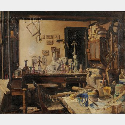 Walter J. Sherwood (American, b. 1865) The Workroom of the Henri Dore Studio, Cheapside Building, Providence, Rhode Island