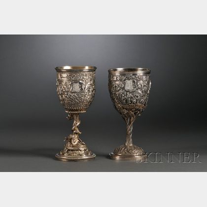 Two Chinese Silver Goblets