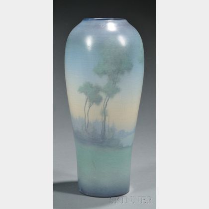 Rookwood Pottery Scenic Vellum Decorated Earthenware Vase