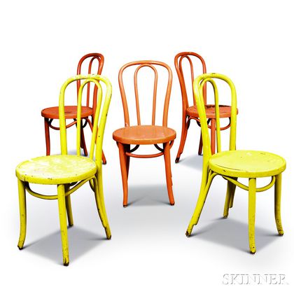 Five Painted Thonet Side Chairs