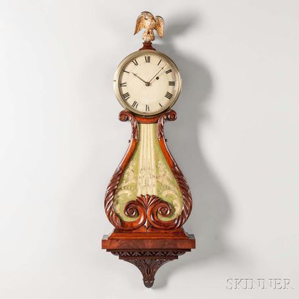 Mahogany Lyre Clock Attributed to Walter Durfee