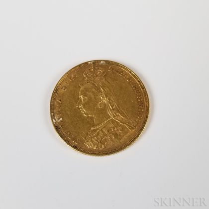1887-M British Gold Sovereign. Estimate $250-300