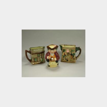 Royal Doulton The Pickwick Papers/The White Hart Inn and The Old Curiosity Shop Ceramic Water Pitchers and Toby XX Jug, later pit 