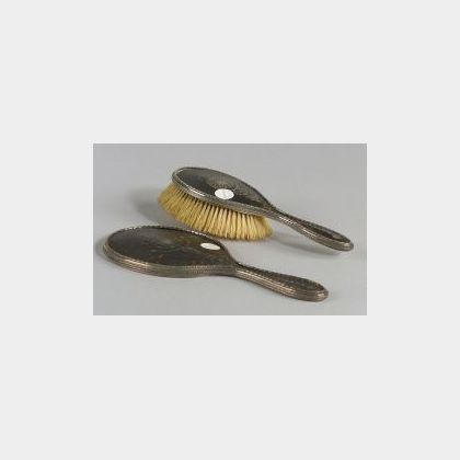 Edward VII Silver and Tortoiseshell Hair Brush and Hand Mirror