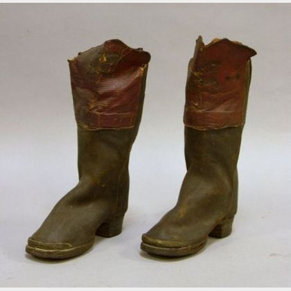 Pair of 19th Century Miniature Salesman's Sample Leather Fireman's Boots