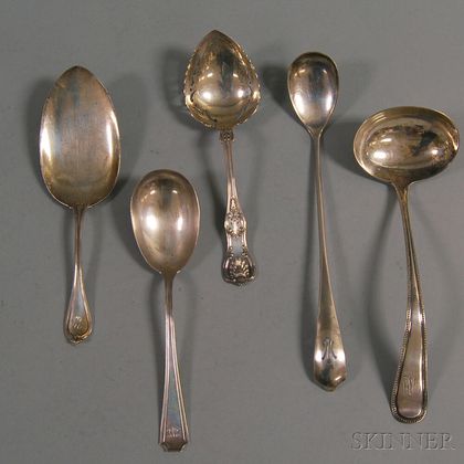 Five Sterling Silver Flatware Serving Items