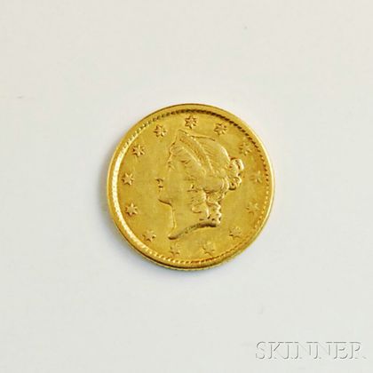 1850 One Dollar Gold Coin. Estimate $200-300