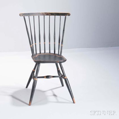 Diminutive Paint-decorated Fan-back Windsor Side Chair