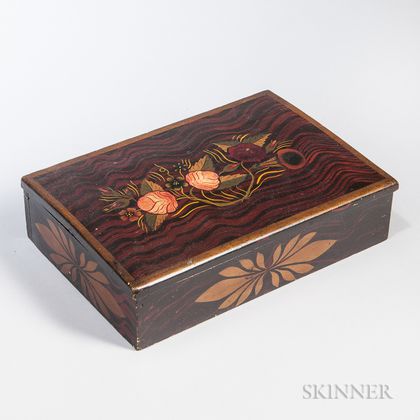 Faux Rosewood Grain- and Paint-decorated Sewing Box