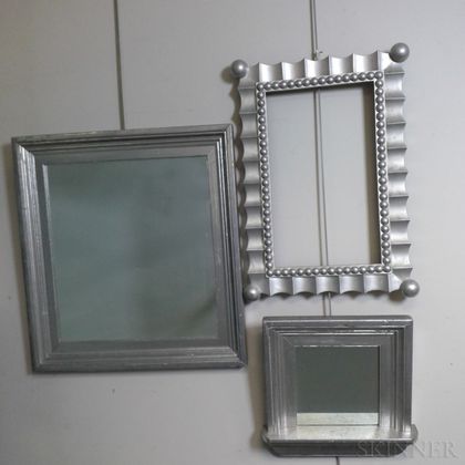 Three Silver-painted Wood Frames
