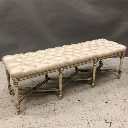 Louis XVI-style Painted and Upholstered Bench
