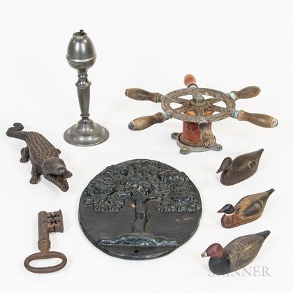 Small Group of Decorative Wood and Metal Items