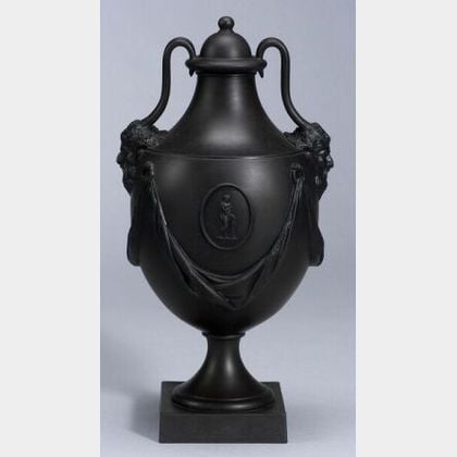 Modern Wedgwood Black Basalt Shape No.1 Vase and Cover