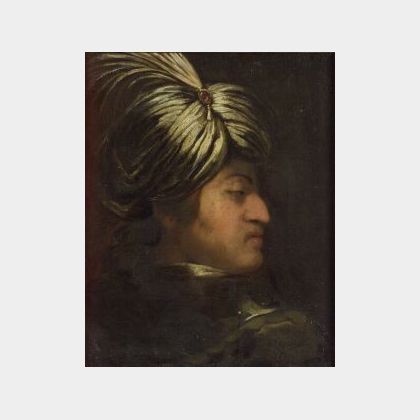 Italian School, 18th Century Style Profile of a Gentleman in a Feathered Turban.