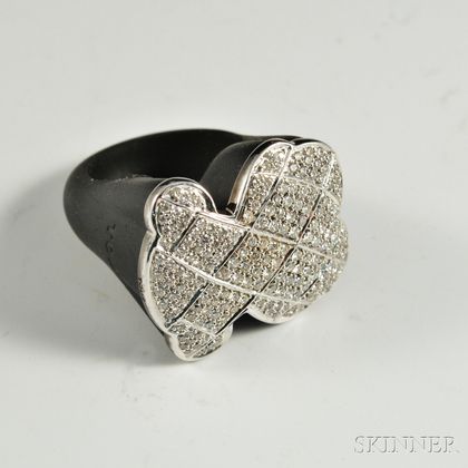 Tous Platinum and Diamond Bear Ring