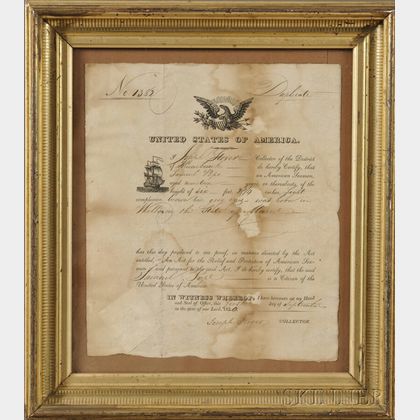 Framed Sailor's Relief and Protection Act Document