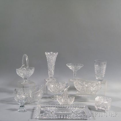 Eleven Pieces of Cut and Colorless Glass