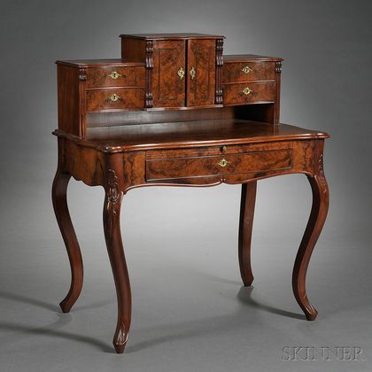 Rococo-style Walnut-veneered Writing Desk