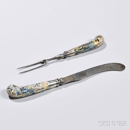 Agate Pistol-handled Knife and Fork