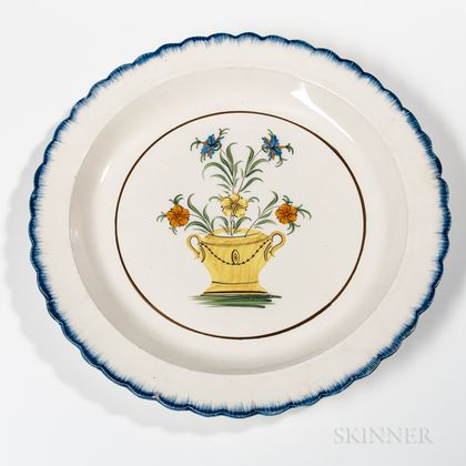 Staffordshire Pearlware Charger with Floral Vase Decoration