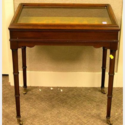 George III Style Mahogany Grained Glass-top Vitrine Table. 