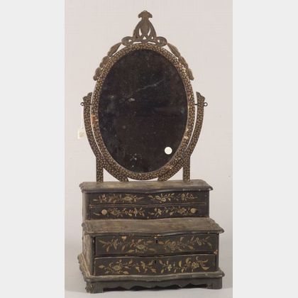 Chinese Export Lacquer Shaving Mirror