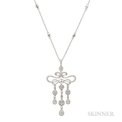 14kt White Gold and Diamond Pendant and Chain