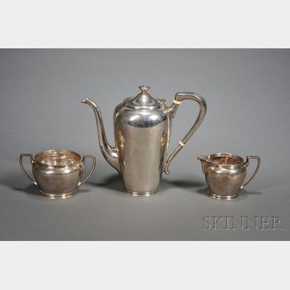 Three Piece Assembled Arts & Crafts Sterling Coffee Set