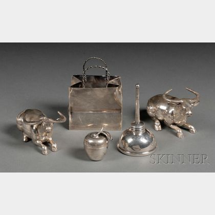Five Small Whimsical Silver Tableware Items