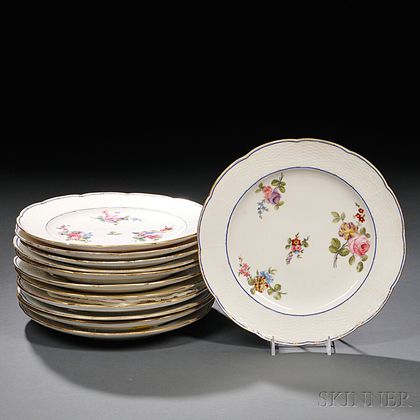 Twelve Sevres Soft Paste Porcelain Plates