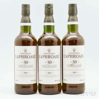 Laphroaig 30 Years Old, 3 750ml bottles 