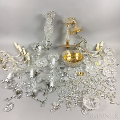 Two Molded Colorless Glass Chandeliers
