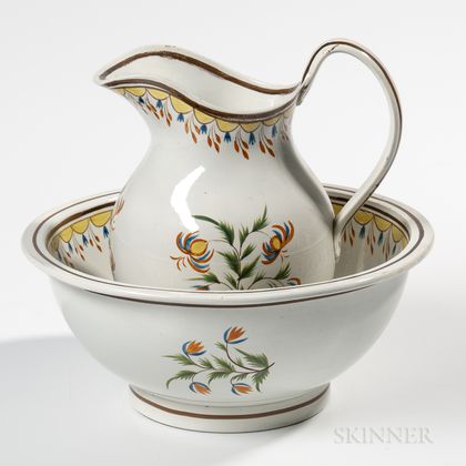 Staffordshire Pearlware Pitcher and Bowl