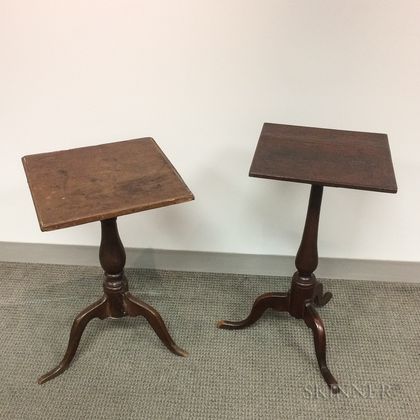 Two Federal Mahogany Square-top Candlestands
