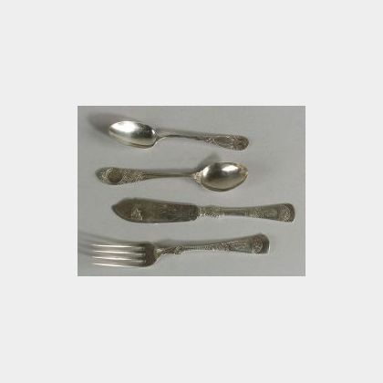 Fourteen Aesthetic Movement and Victorian Sterling Flatware Items