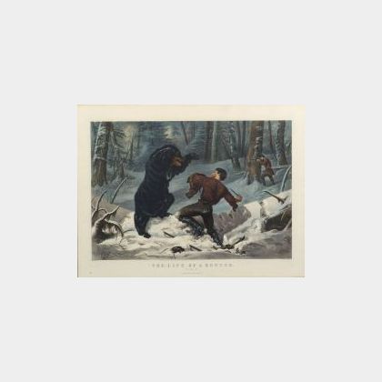 Currier & Ives, publishers (American, 1857-1907) THE LIFE OF A HUNTER. &#34;A Tight Fix.&#34;