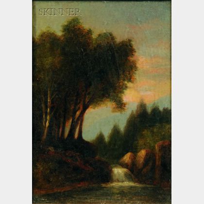Attributed to Benjamin Champney (American, 1817-1907) River Landscape with Waterfall