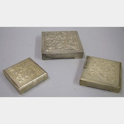 Three Middle Eastern Silver Boxes