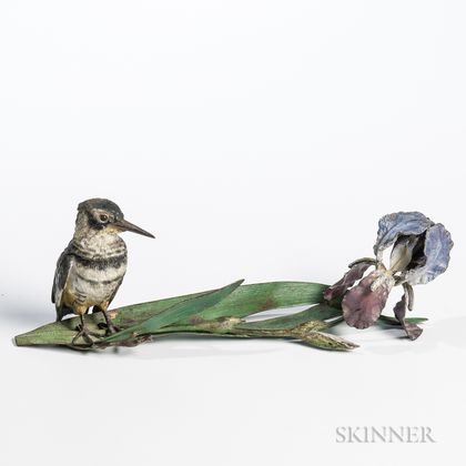 Cold-painted Bronze Bird Inkwell