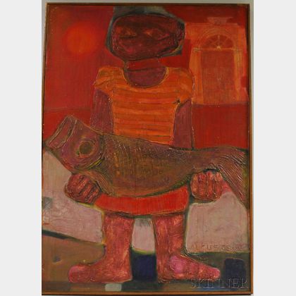 Gvido Augusts (American, b. 1932) Figure with Fish