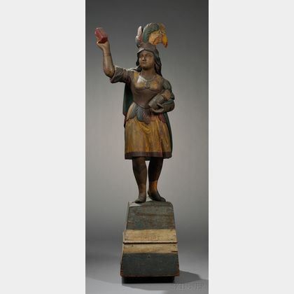 Carved and Painted Indian Princess Tobacconist Figure