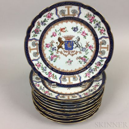 Set of Ten Chinese Export-style Armorial Porcelain Plates