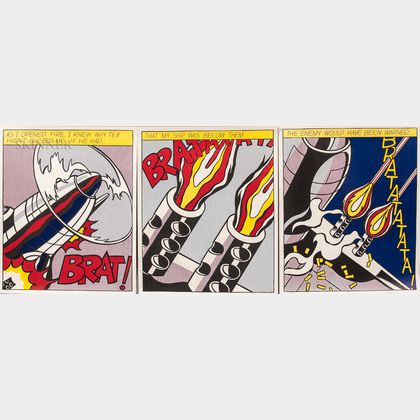 After Roy Lichtenstein (American, 1923-1997) As I Opened Fire.../A Triptych