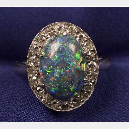 Sold at auction Art Deco Platinum, Black Opal, and Diamond Ring Auction ...
