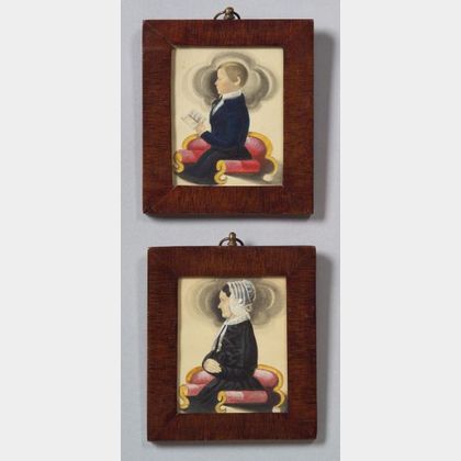 Attributed to James Sanford Ellsworth (American, 1802/03- 1874) A Pair of Miniature Portraits of Elizabeth... 