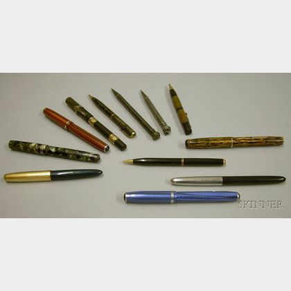 Seven Assorted Fountain Pens and Five Mechanical Pencils. 
