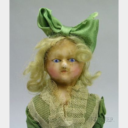 Early Wax Over Papier-Mache Shoulder Head Doll