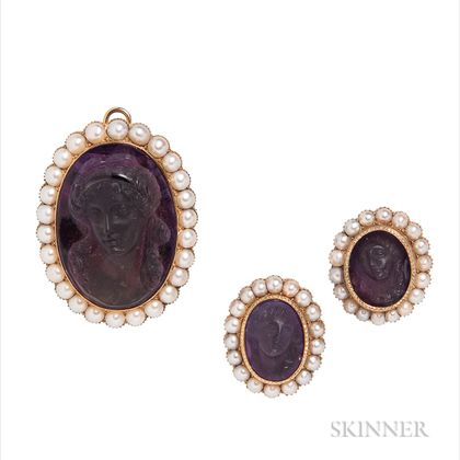 Gold and Amethyst Cameo Suite