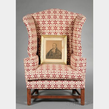 Chippendale Cherry Upholstered Easy Chair